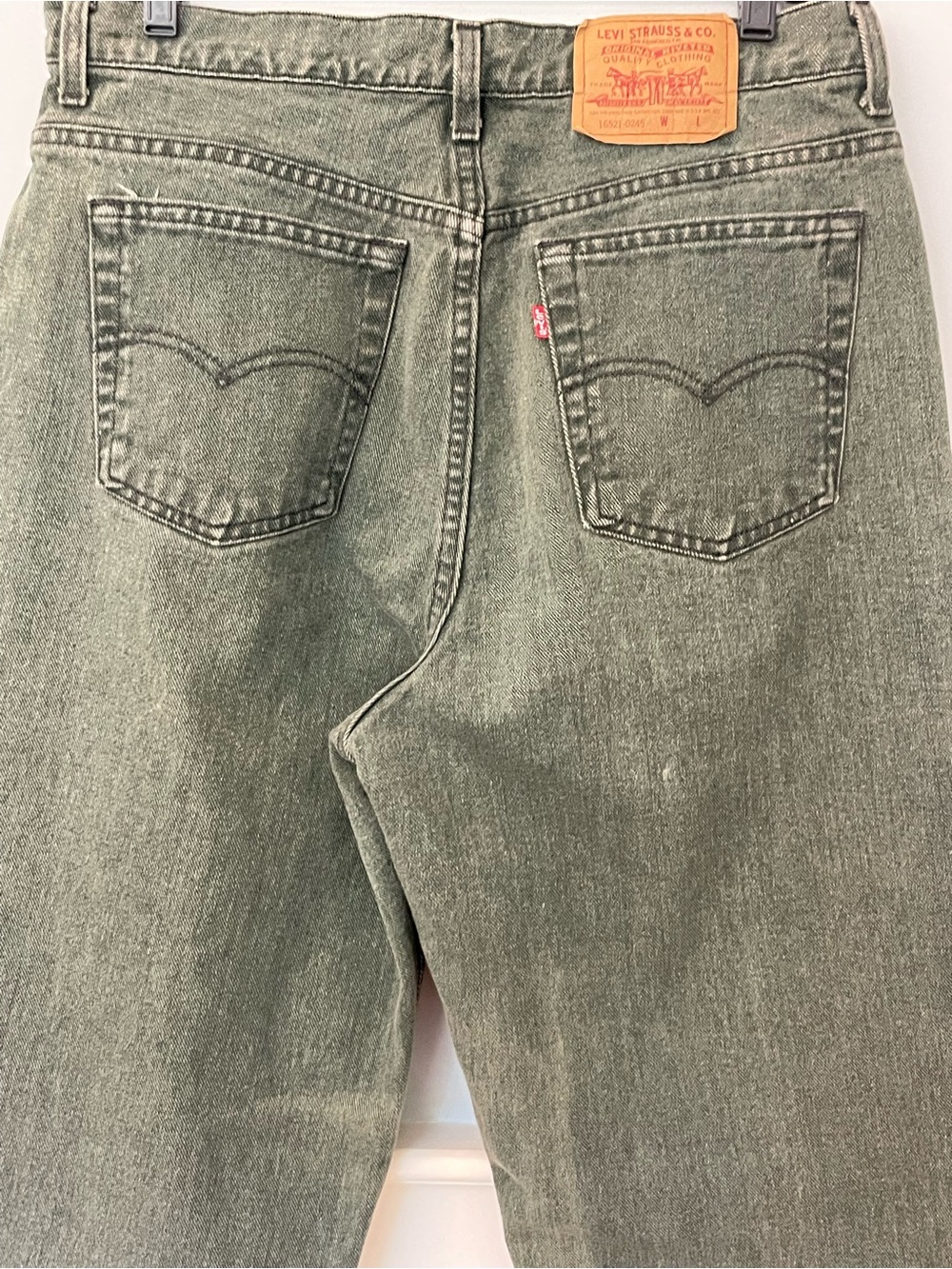 Levi's 90's Vintage 521 High Rise Tapered Leg Mom Jeans Cotton Green 16 - Picture 12 of 12